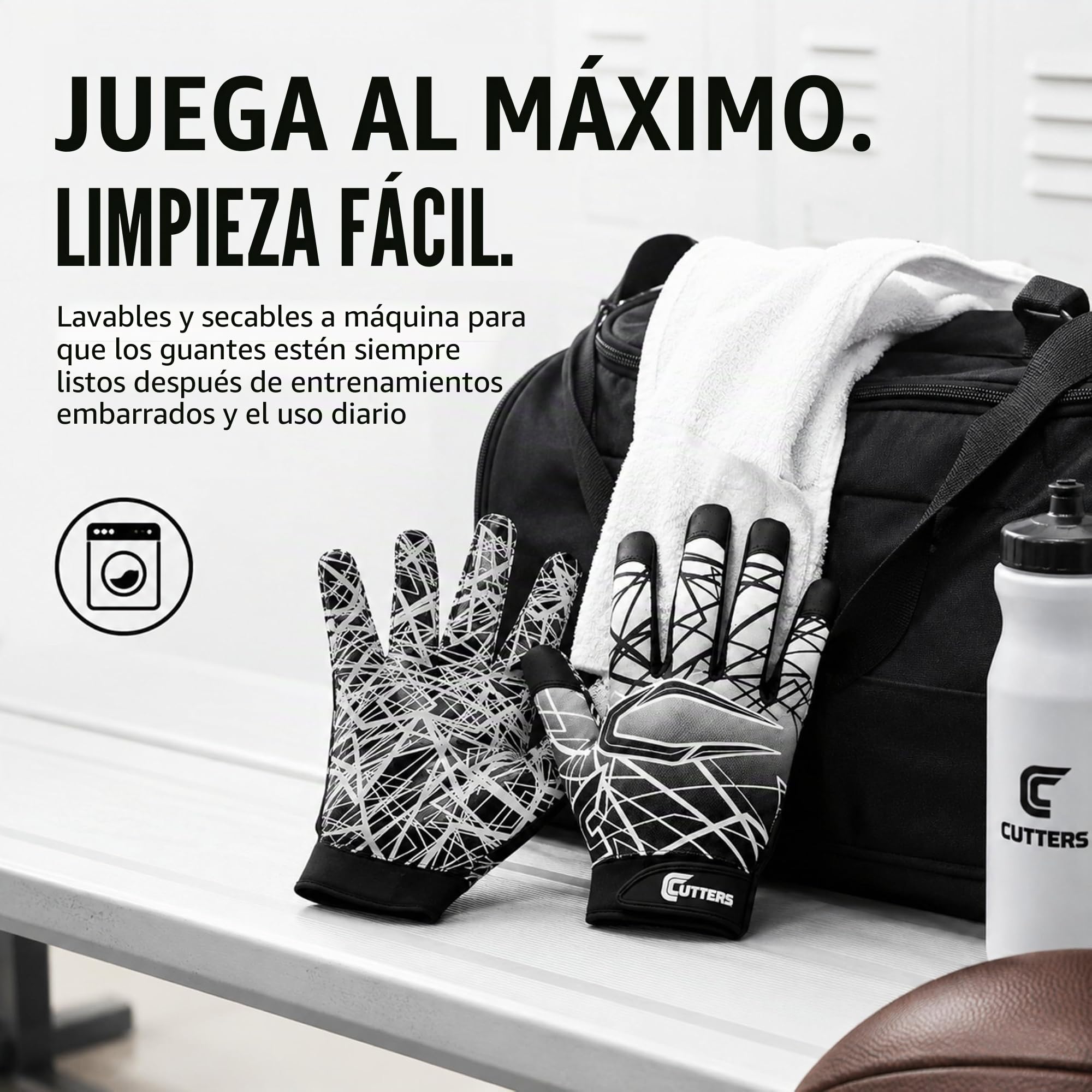 Guantes de fútbol en silicona, talla para jóvenes y adultos, 1 par, de Cutters.