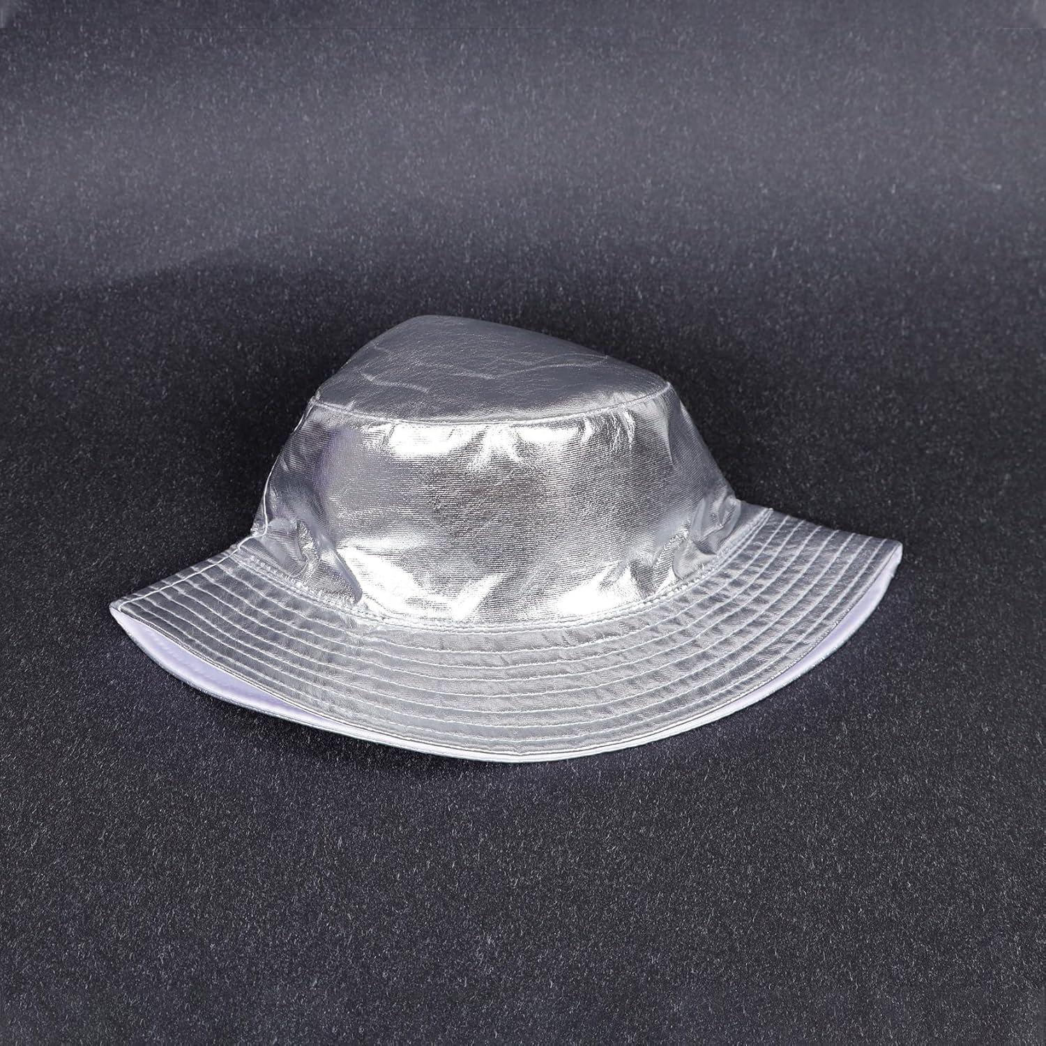Unisex Metallic Bucket Hat Waterproof Holographic Bucket Hat Fishing Hat Trendy Hip Pop Sun Cap - Image 4