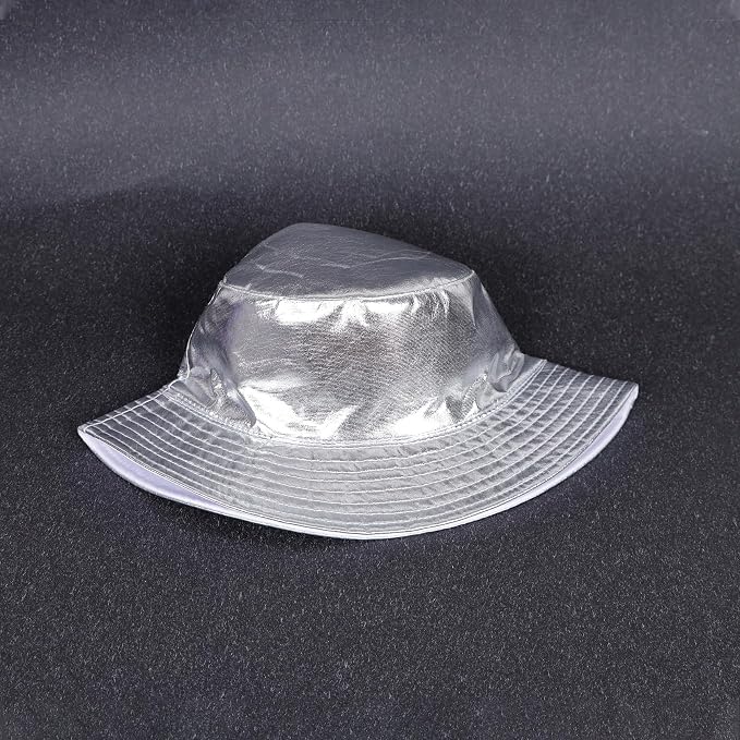 Gorro unisex metálico tipo bucket impermeable holográfico miniatura 5
