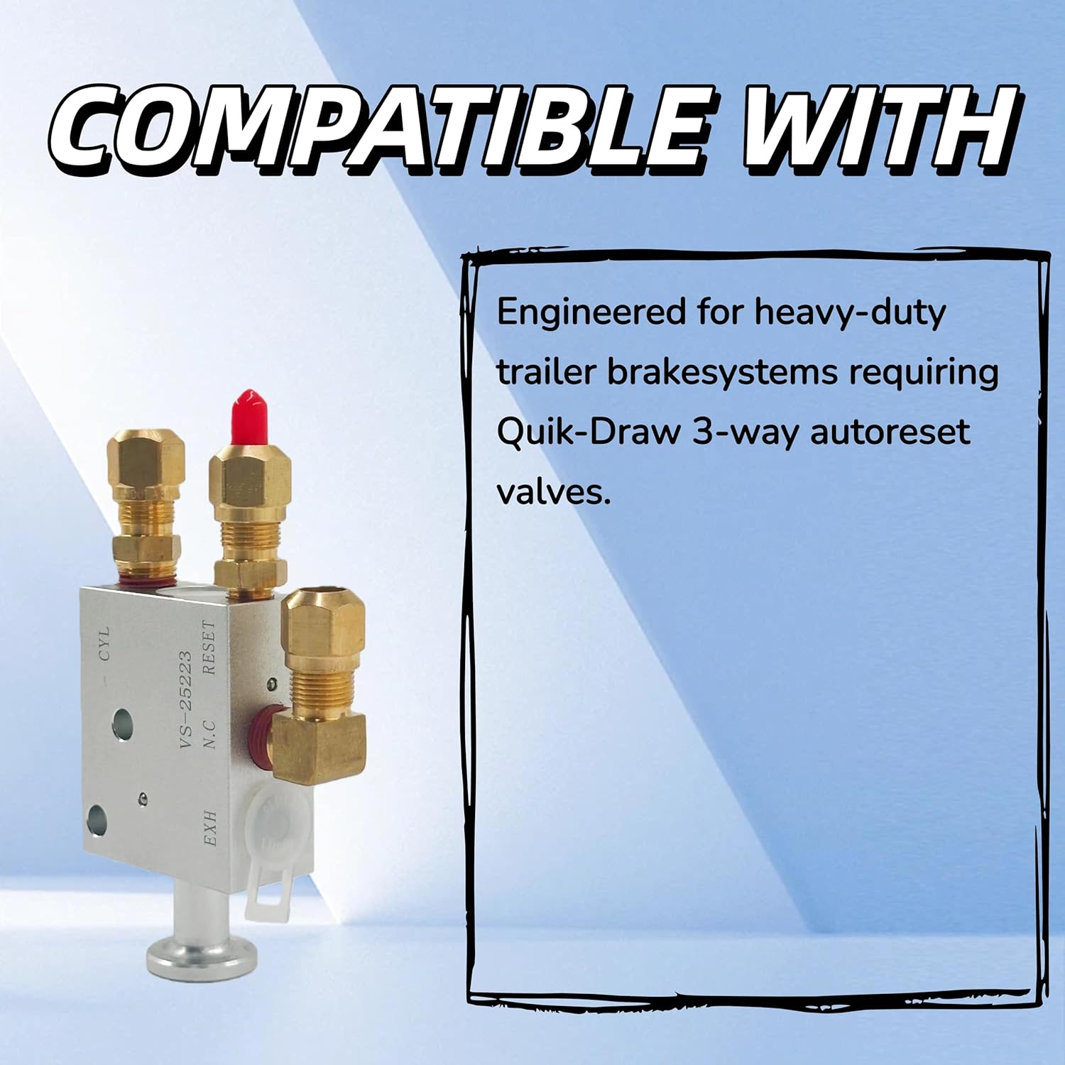 Trailer Brake 3-Way Auto Reset Valve Fit for Hendrickson Replacement VS-25223 VS-25224 TRVS25224 334-1846 171.H754