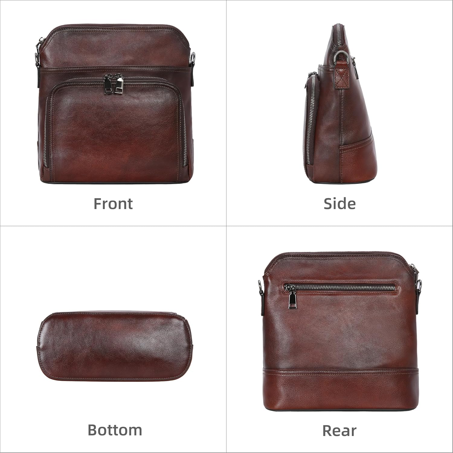 Iswee Leather Crossbody Bags for Women Multi Pockets Medium Shoulder Bag Lightweight Functional Travel Purse - Image 5