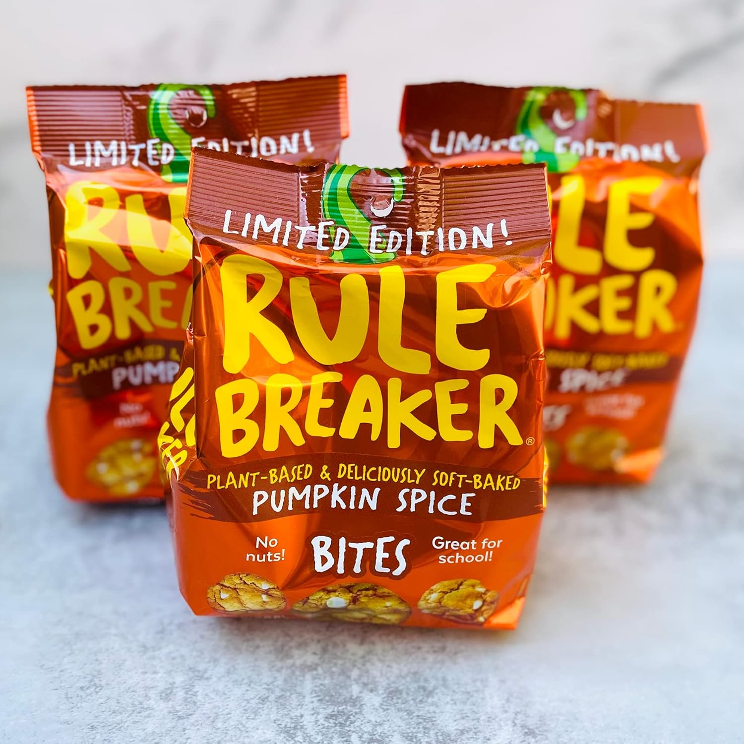 Rule Breaker Vegan & Gluten-Free Cookies | Pumpkin Spice Bites | Plant-Based, Dairy, Nut, Soy, Allergen Free, Kosher | Soft-Baked School Snacks for Kids and Adults | Better-For-You Bites (Pack of 12)