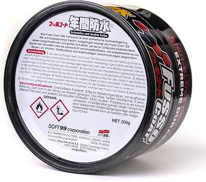 SOFT99 Fusso Coat 12 Month Wax Dark (EU Version) - Car Wax for Dark Cars | For Black, Red, Blue & Dark color cars. 12-month waterproof protection. Sponge applicator included.