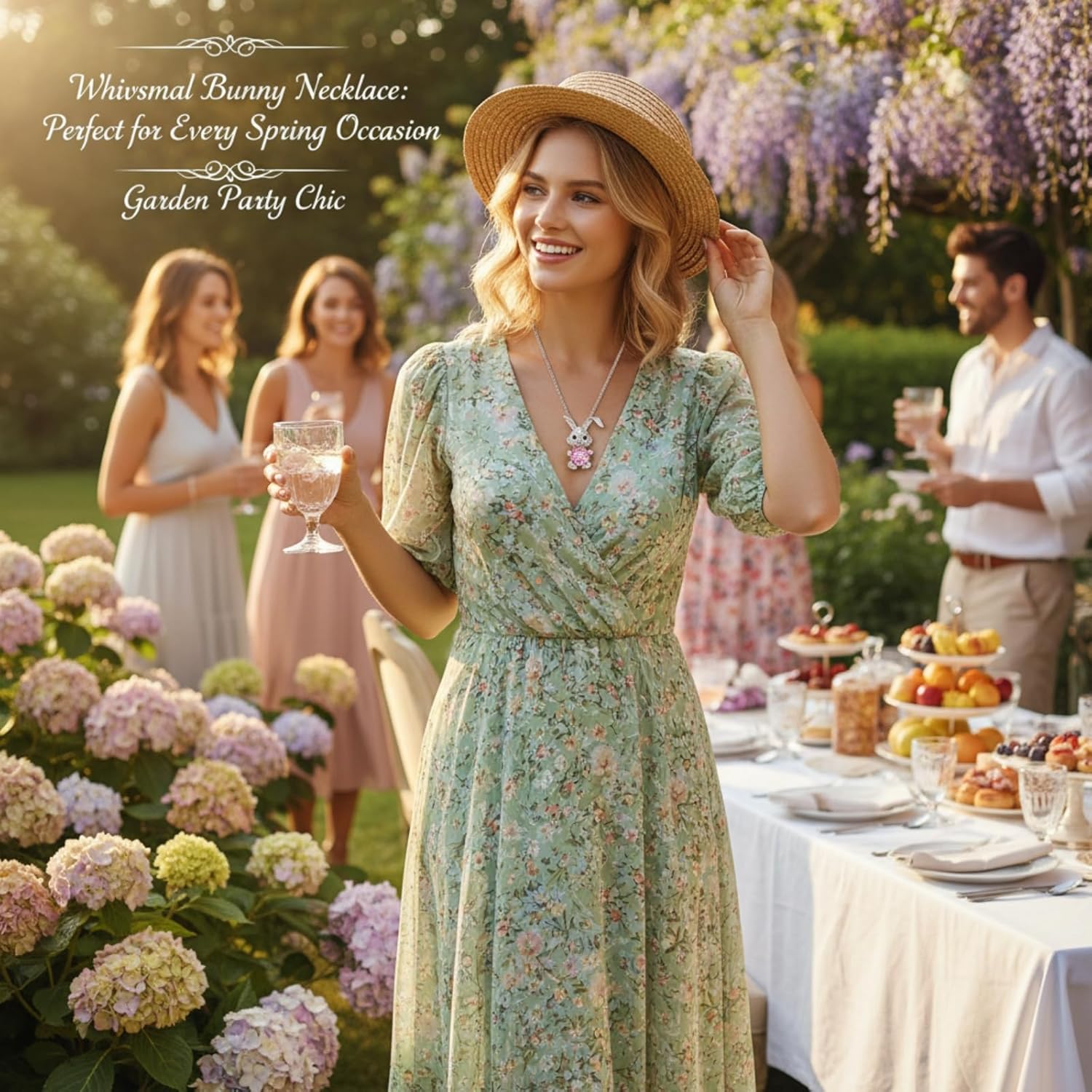 Easter Rabbit Jewelry Pendant Necklace,Bunny Necklace for Women,Easter Birthday Gifts - Image 2