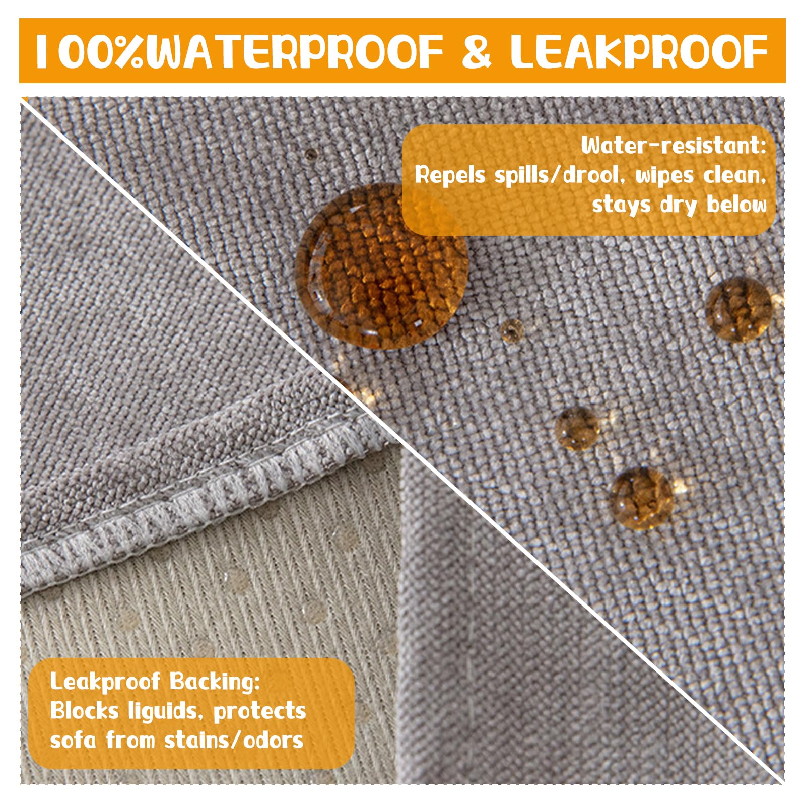 Couverture imperméable pour chien - Housse de canapé imperméable et antidérapante - Pour protéger le canapé - Protection contre les rayures - Lavable (gris, 180 x 340 cm)