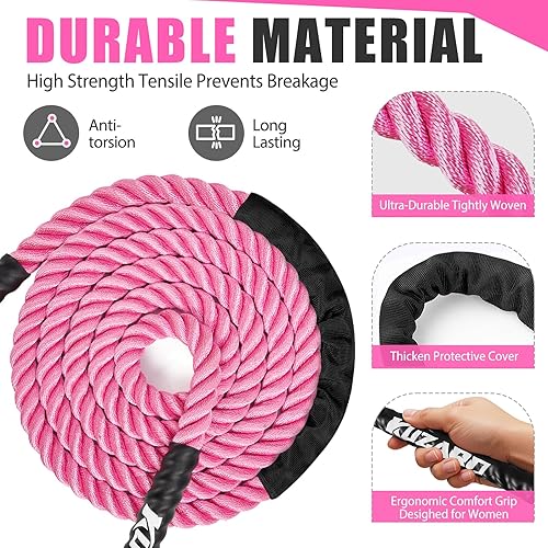 Miniatura 7 de Cuerda de saltar, cuerda de saltar pesada para mujeres, cuerda de saltar para adultos para fitness, equipo de entrenamiento de gimnasio en casa,