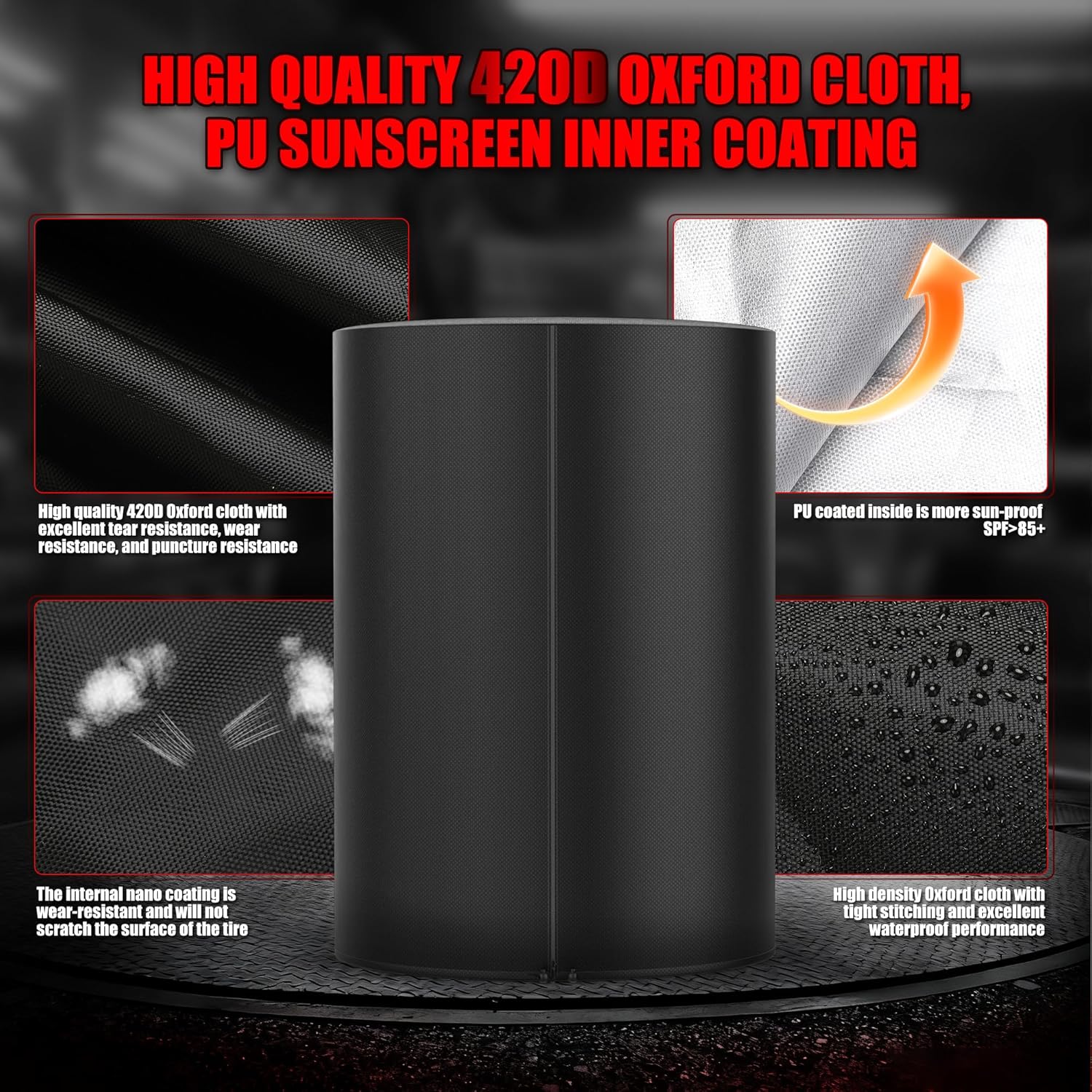 Tire Covers for Storage Outdoor, 420D Waterproof with Zipper Drawstring Lock, Universal Truck RV Trailer Tire Storage, All Season (Holding 4 Tires Within 32 Inch Diameter)