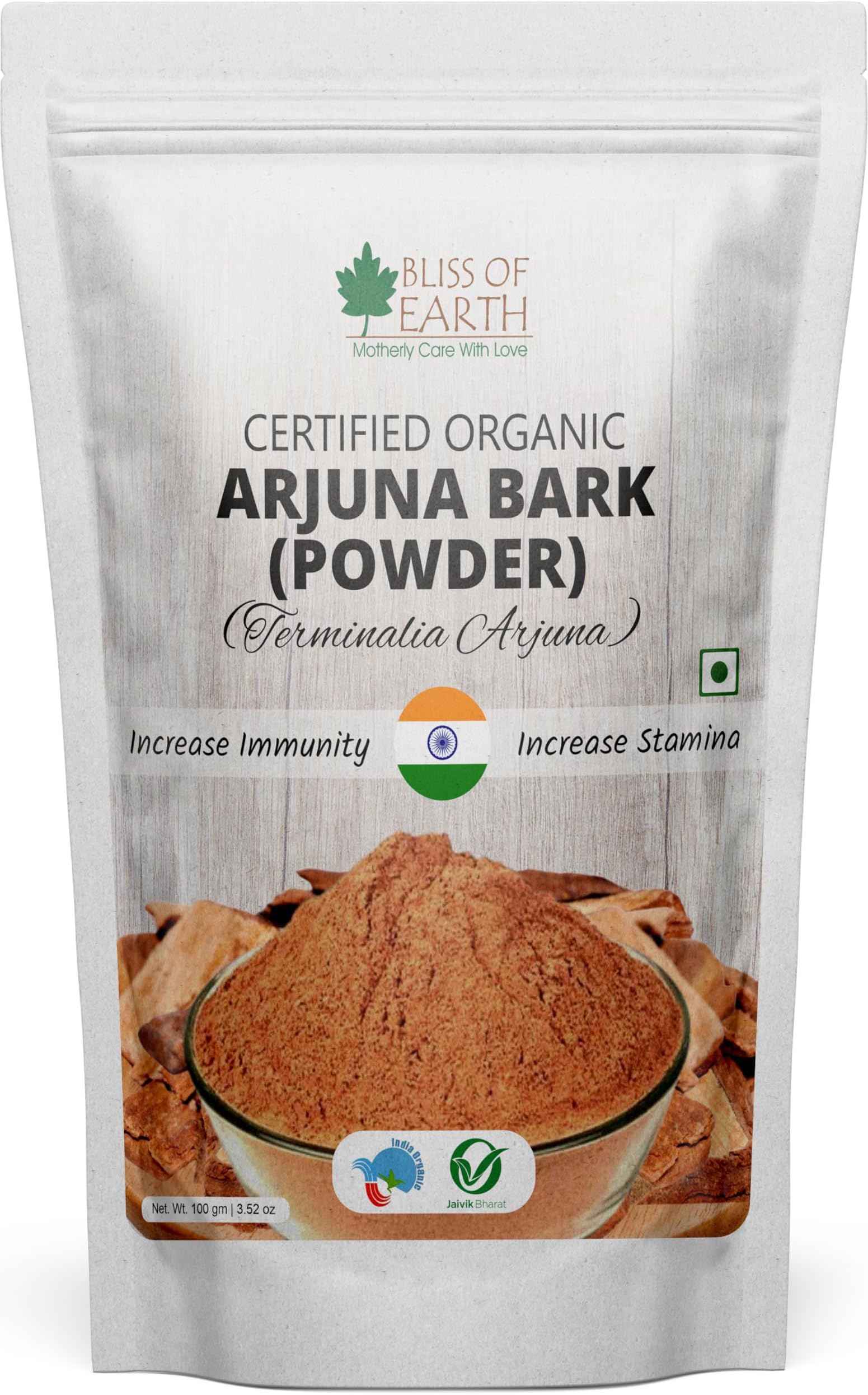 Bliss of Earth Arjuna Bark Powder, 100g | Terminalia Herbal for Heart Health, Circulation & Wellness | Vegan, Non-GMO, Gluten Free | Herbal Tea, Powder & Detox Use