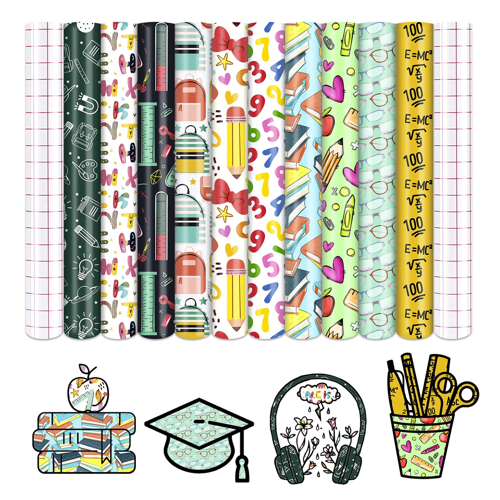 Autocollant permanent School Days en vinyle imperméable alphabet 30,5 x 25,4 cm