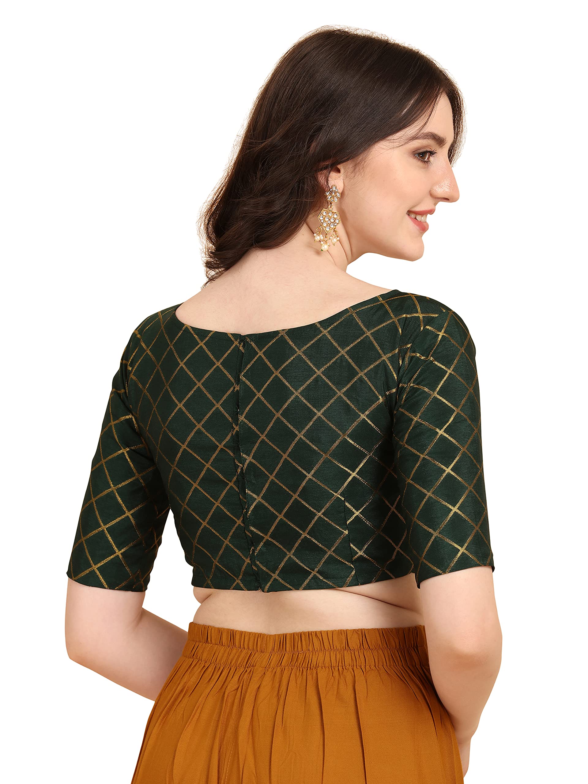 Oomph Jacquard Green Readymade Blouse For Women - Rbbl72Xl