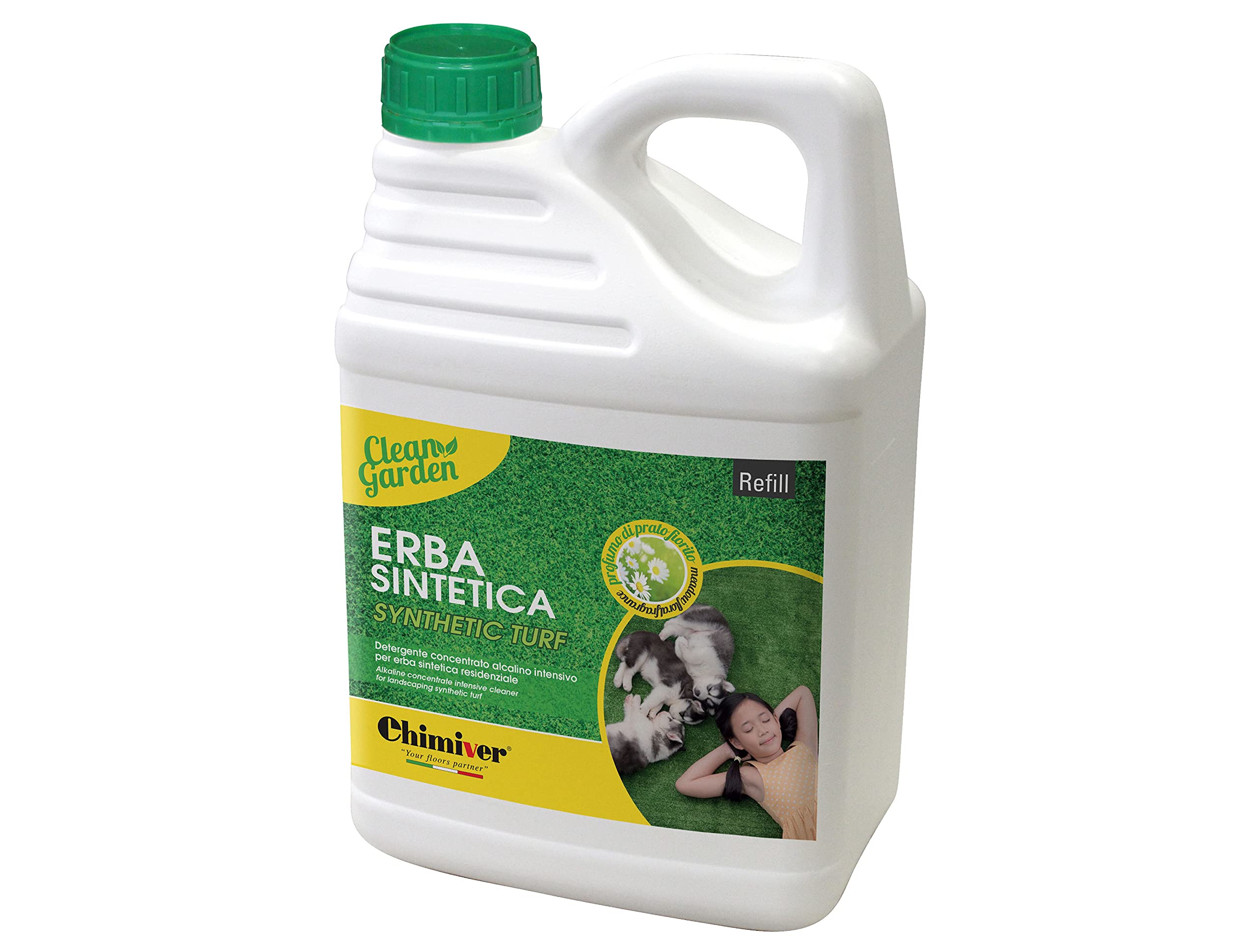 Chimiver - Limpiador Alcalino Concentrado para la Limpieza de Césped Artificial en Entornos Residenciales. CLEAN GARDEN CONCENTRADO |Garaffa de 5L