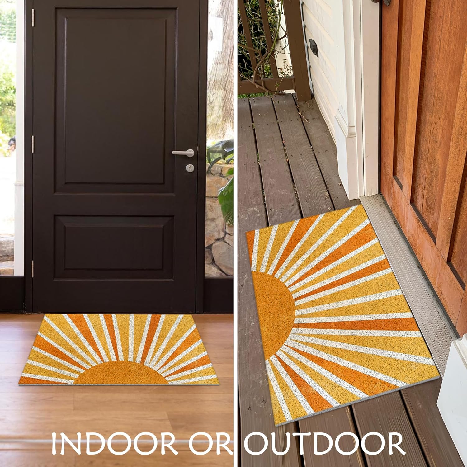 Boho Door Mats Doormat Outdoor Indoor Entrance - Retro Sun Front Door Mat, Boho Welcome Mat, Indoor Door Mats for Entryway, 17x30