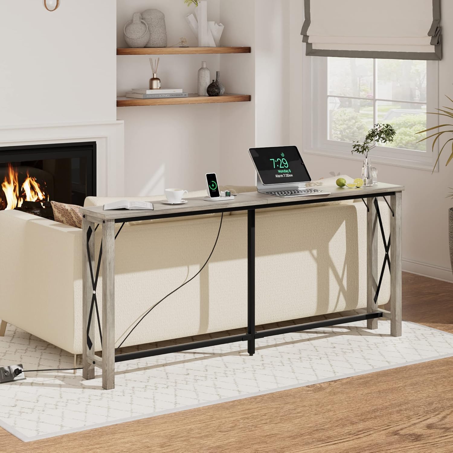 Amyove Sofa Tables Narrow Long, Behind Couch Table with