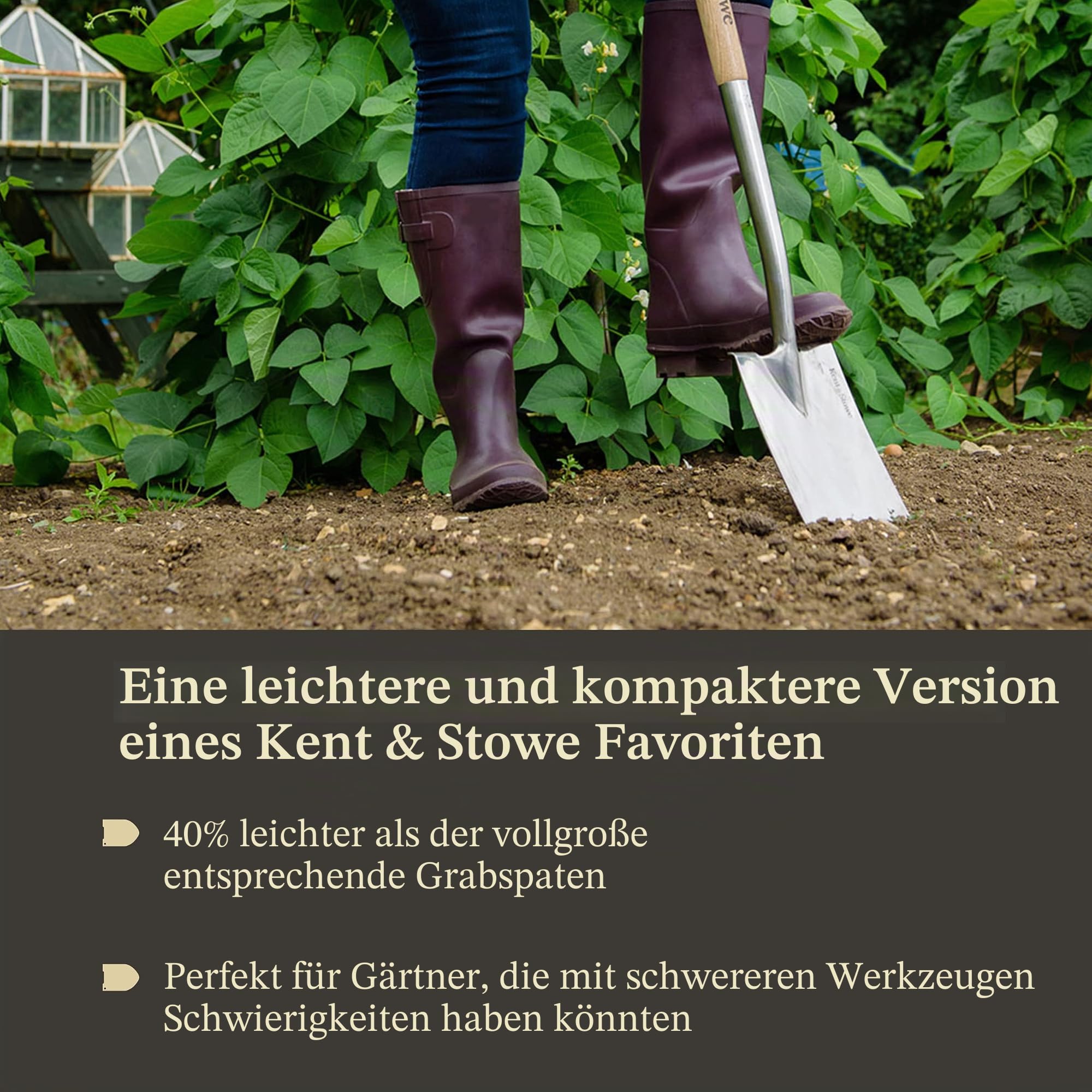 Kent & Stowe Garden Life Edelstahl Grabspaten, leichtes und kompaktes Gartengerät im traditionellen Stil, Ganzjährig aus Edelstahl und Eschenholz
