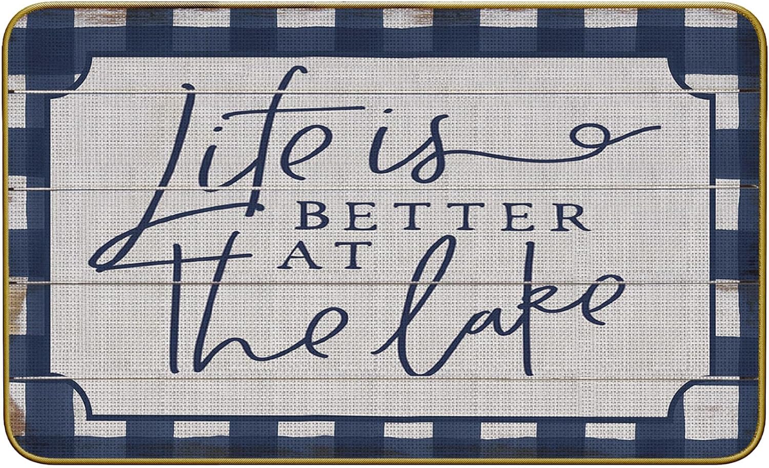 Mingnei Life is Better at The Lake Welcome Doormat Door Mat for Home House Entrance, Nautical Lake House Decor Floor Mats for Outdoor Outside Entryway Rug 30x17 Welcome Doormat Indoor