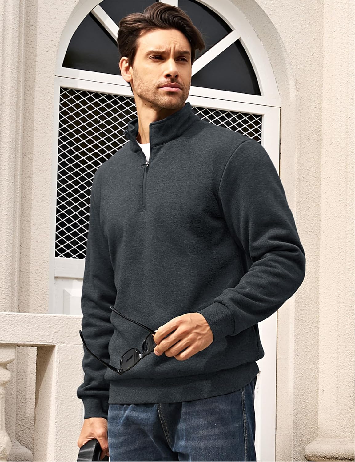 MAGCOMSEN Men's Sherpa Lined Quarter Zip Fleece Heavyweight Pullover Winter Warm Sweatshirts - Image 3