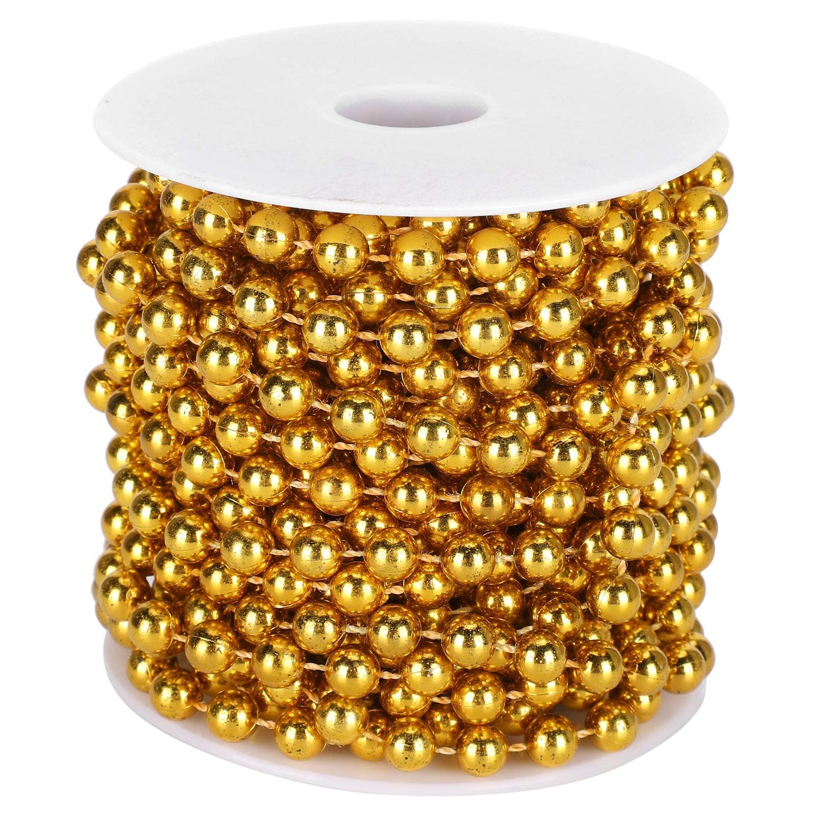 Guirnalda de cuentas de 8mm para Navidad y arreglos de mesa de bodas en color oro