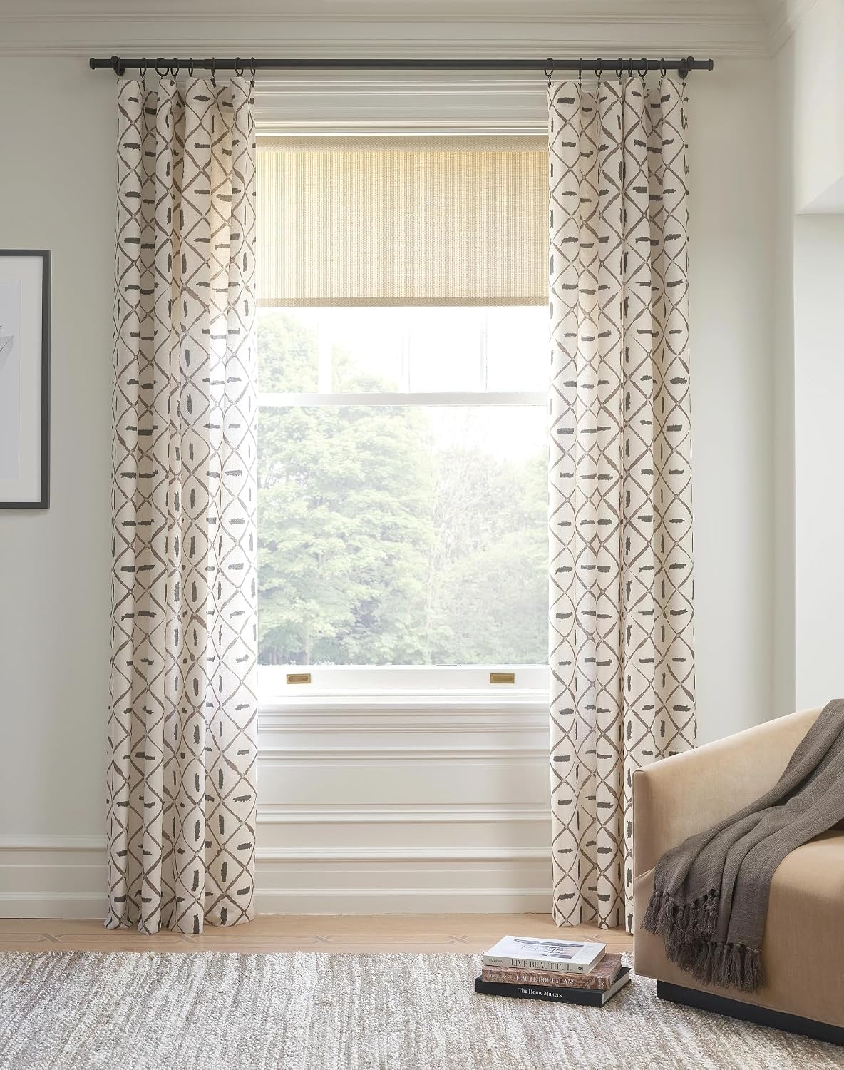 Pine Cone Hill Ridge Cordless Roller Natural Shade, 34" W x 72" L, Ivory Solid Pattern