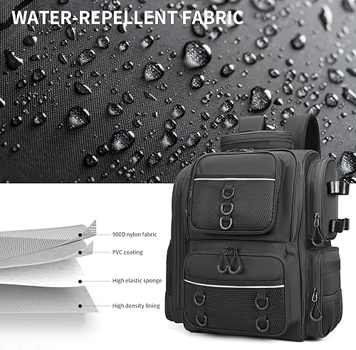 Miniatura 4 de Mochila de pesca, bolsa de pesca con soportes de caña. Mochila grande para aparejos Materiales fuertes