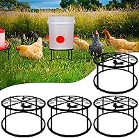 Vista 8 de 2 piezas de soporte de metal para comedero de pollo y regadera resistente con 4 patas, soporte de regadera de agua de pollo de hierro antioxidante