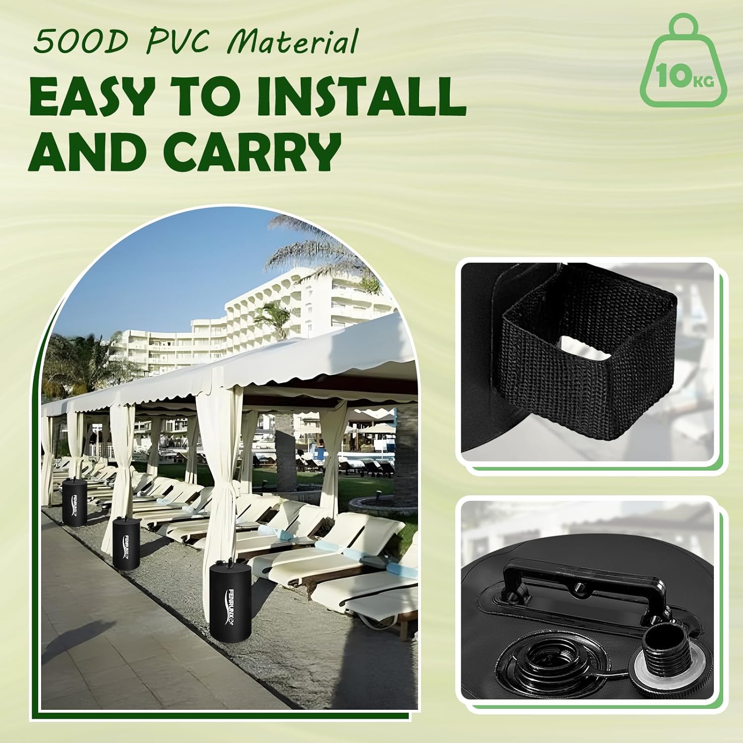 Canopy Water Weight Bag,88 LBS Gazebo Tent Water Weights Set of 4 Leg Weights for Carport, Pop Up Canopy,Tent,Gazebo,Black