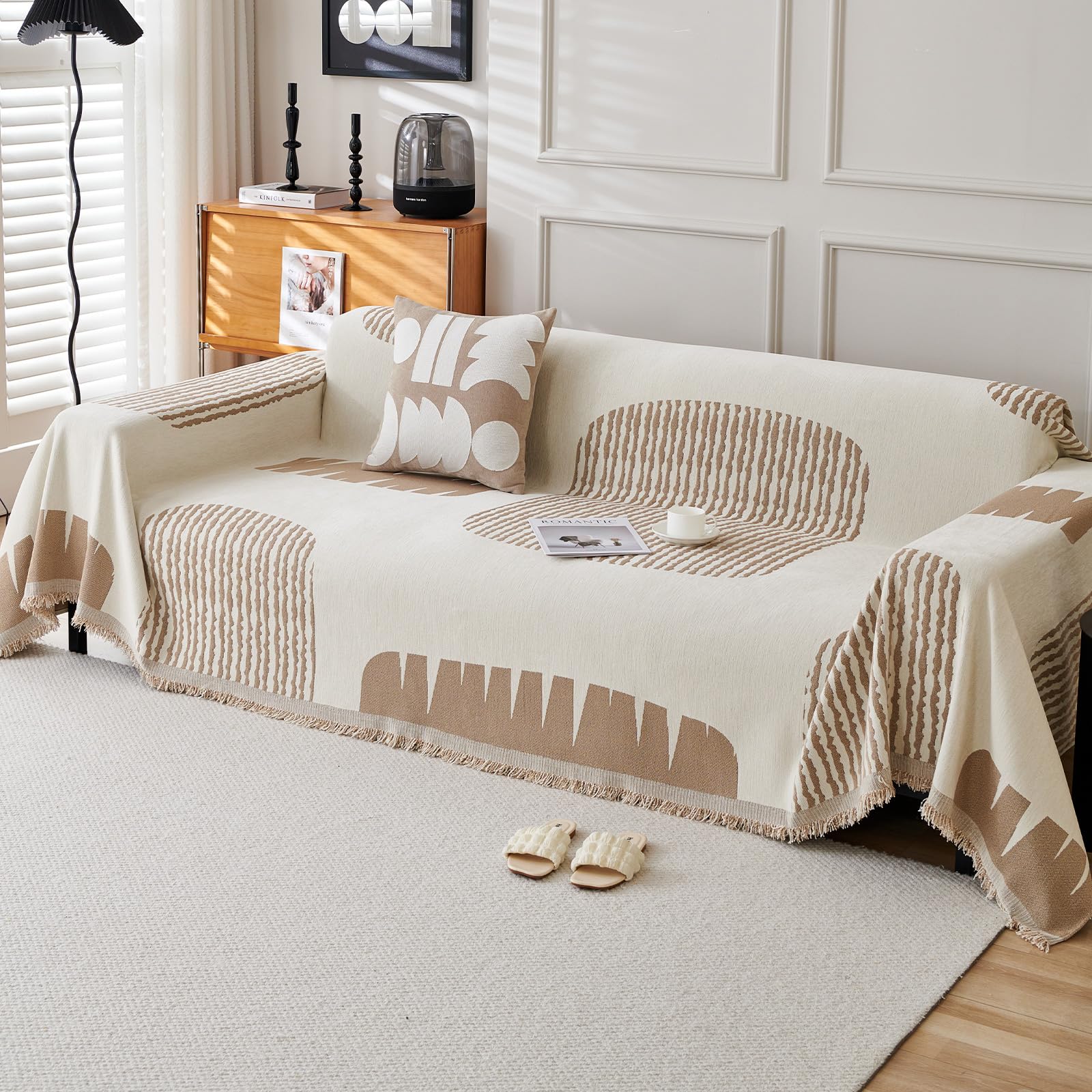 Vanderhome Curry Chenille Blanket Soft Throws For Sofas Washable Blanket For Bed Settees Armchairs, Livingroom 180 * 260Cm