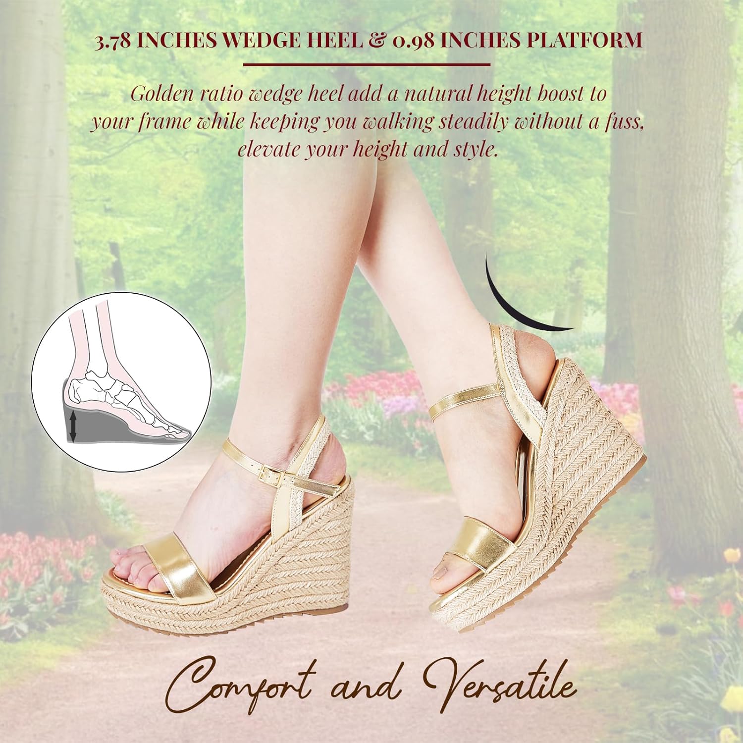 mikarka Women's Espadrille Wedge Sandals: Ankle Strap Platform Open Toe Wedges - Stylish High Heel Dressy Summer Wedges for Women, Inspired by Espadrilles - Image 6