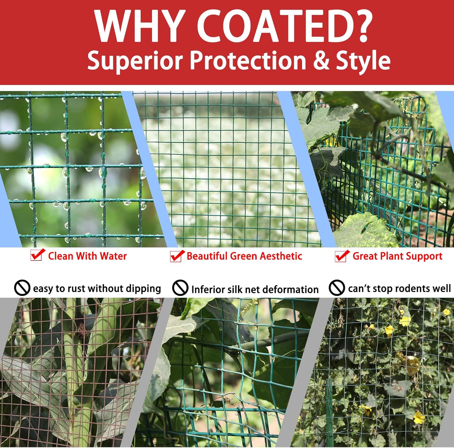Hardware Cloth 1/2inx48inx100ft, Chicken Wire Fencing Vinyl PVC Coated Welded Wire Mesh Animal Coop Garden Plant for Rabbit Snake Rodents Foxes Groundhogs Poultry Netting Cage Farm Protection