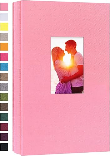 Miniatura 22 de potricher Álbum de fotos pequeño para 4 x 6 pulgadas, 300 fotos, cubierta de lino, libro de fotos para familia, boda, aniversario y bebé (negro)