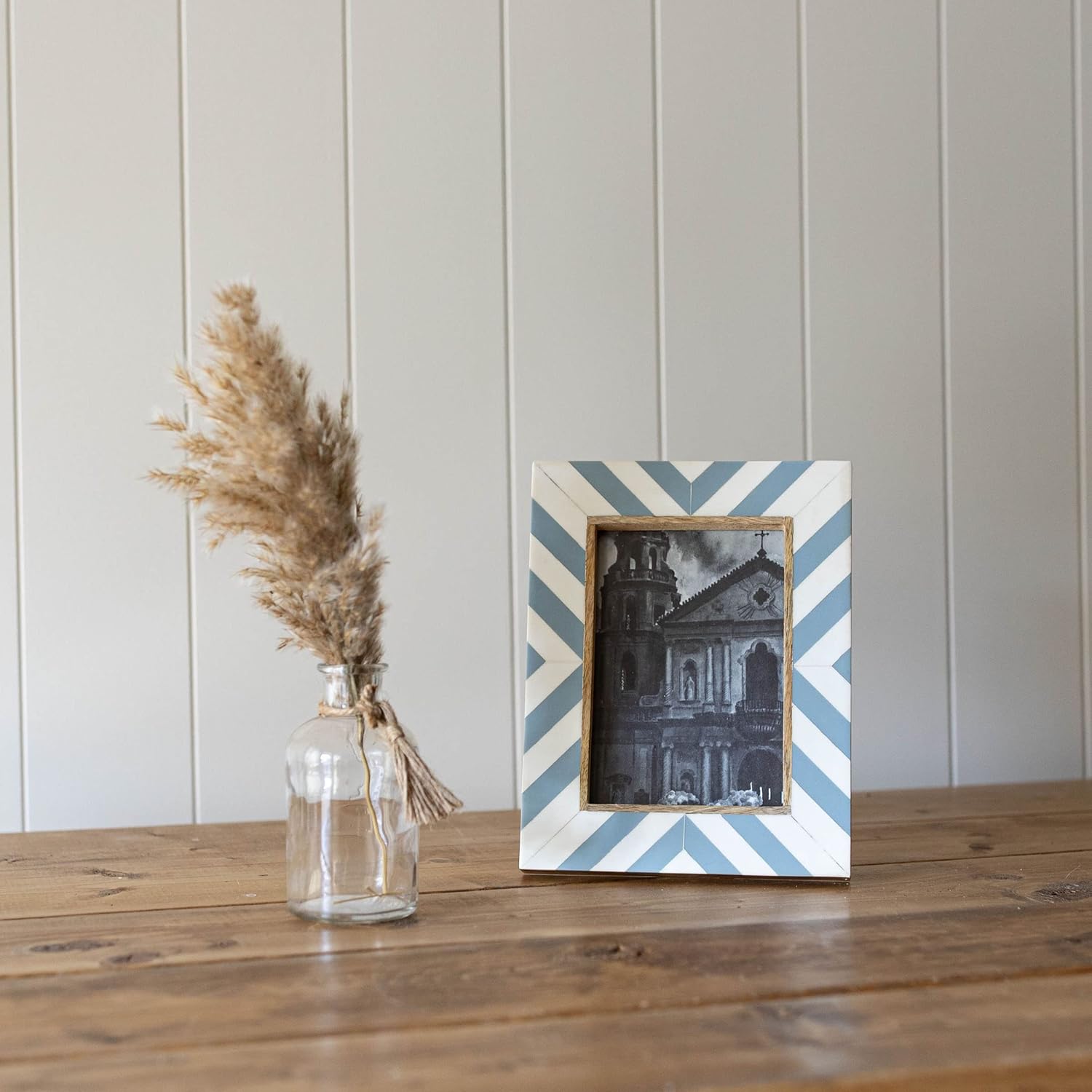 Foreside Home & Garden 5x7 Inches Blue Wood, Resin & Glass Photo Frame