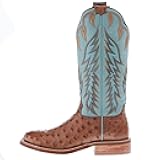 Hyer Womens Harper Brandy FQ Waxy Ostrich 13 In Burnished Cowhide Top Cowgirl Boot