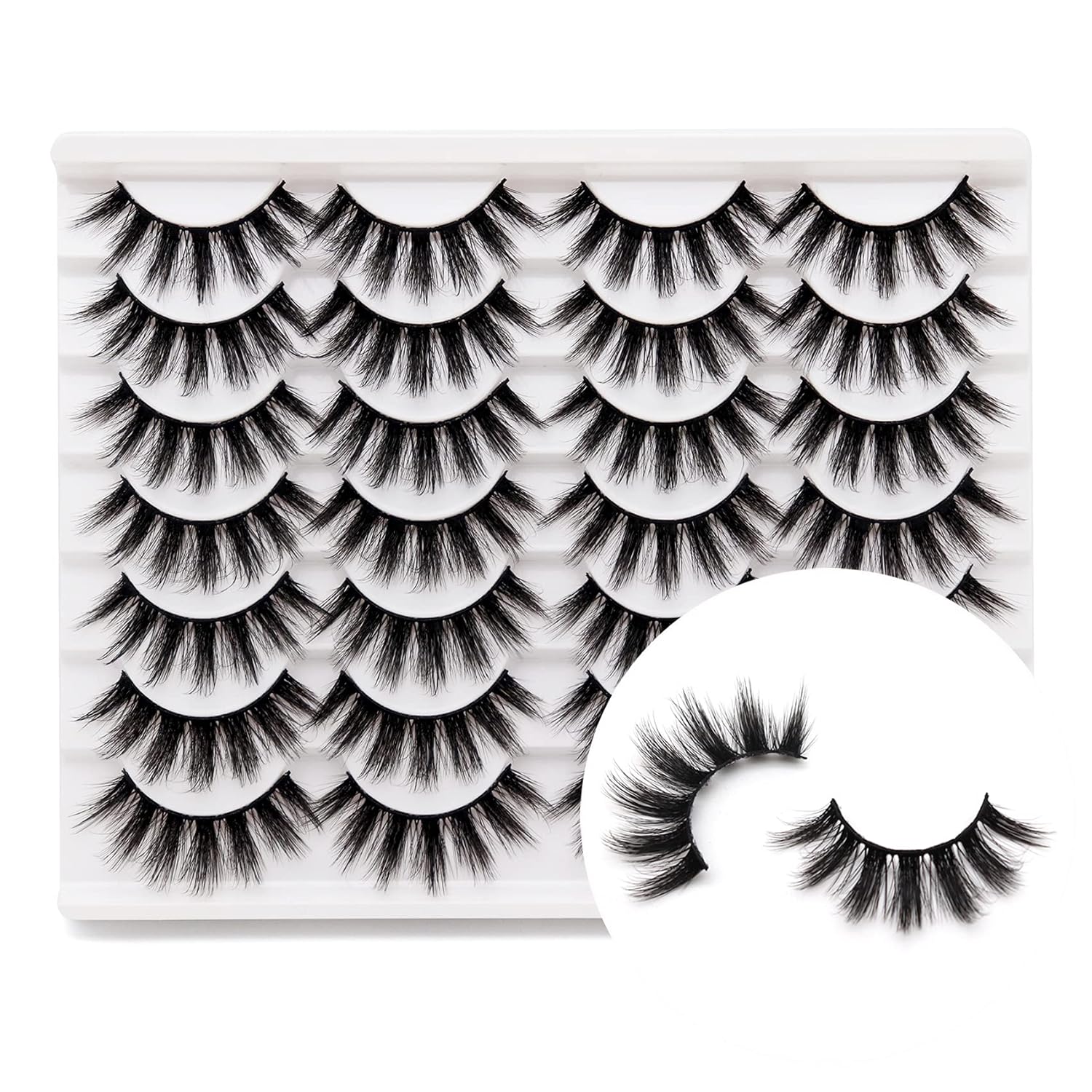 Veleasha Lashes 3D Faux Mink Lashes Fluffy False Eyelashes Natural Look 14 Pairs Lashes Pack Luxury Wispy Fake Eyelashes (3D07)