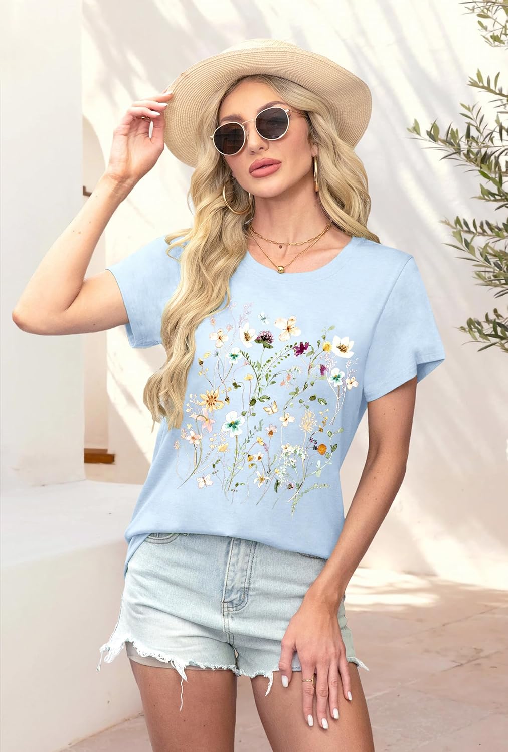 LETSEE Graphic Tees for Women Short Sleeve Loose Fit Casual T Shirts Cute Boho Vintage Dressy Trendy Summer Tops - Image 3