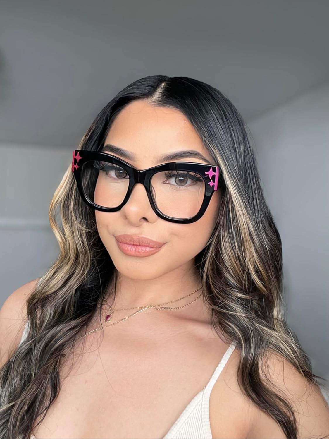 Zeelool Oversized Square Blue Light Glasses Acetate Frame for Women with Star ZJGA151789 Minfia - Image 2