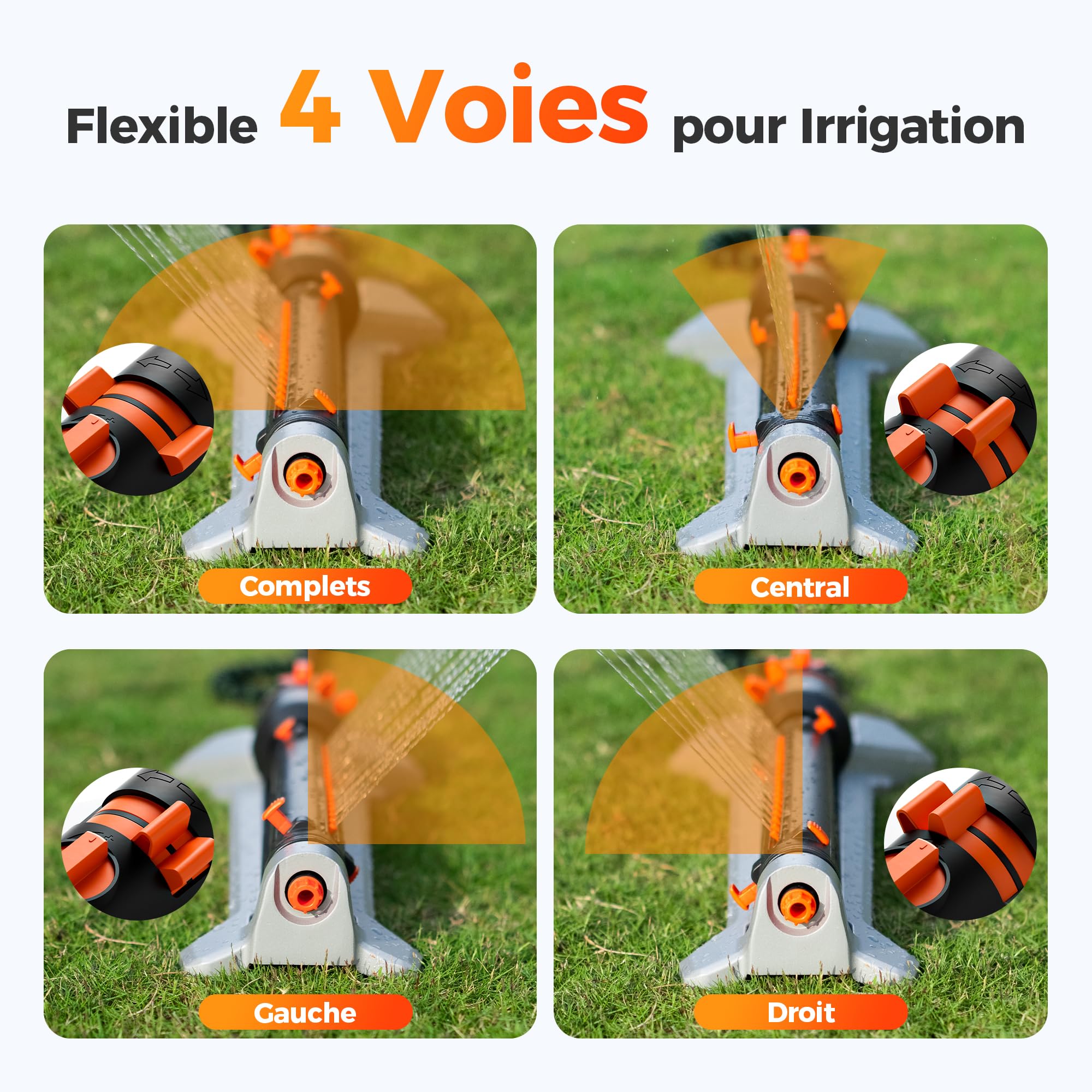 Diivoo Arroseur Oscillant Automatique Pelouse à Base métal, 17 Buses