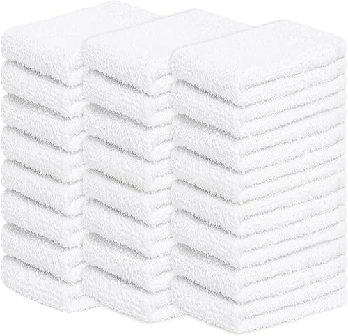 Looperry Trapos de tela de toalla blanca sin pelusas, trapos de limpieza multiusos para limpieza de limpieza, lavado de autos, toallas absorbentes y