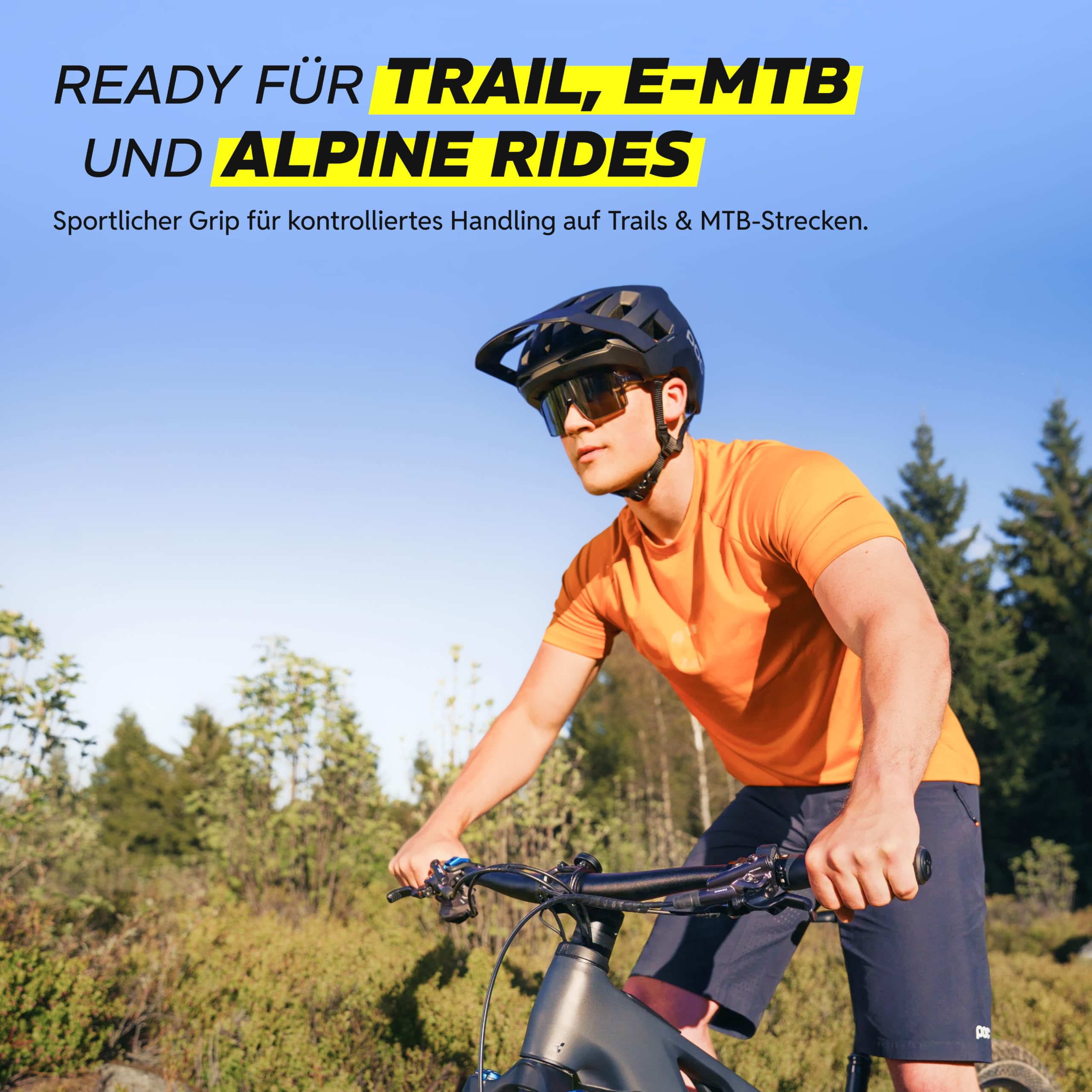 Alphatrail GoFree MTB Griffe für Fahrrad & E-Bike, Trail-Grip mit Dämpfung, Lock-On Lenkergriffe 22,2 mm, 1 Paar, 120 g, Fahrradgriffe für Trail & Tour