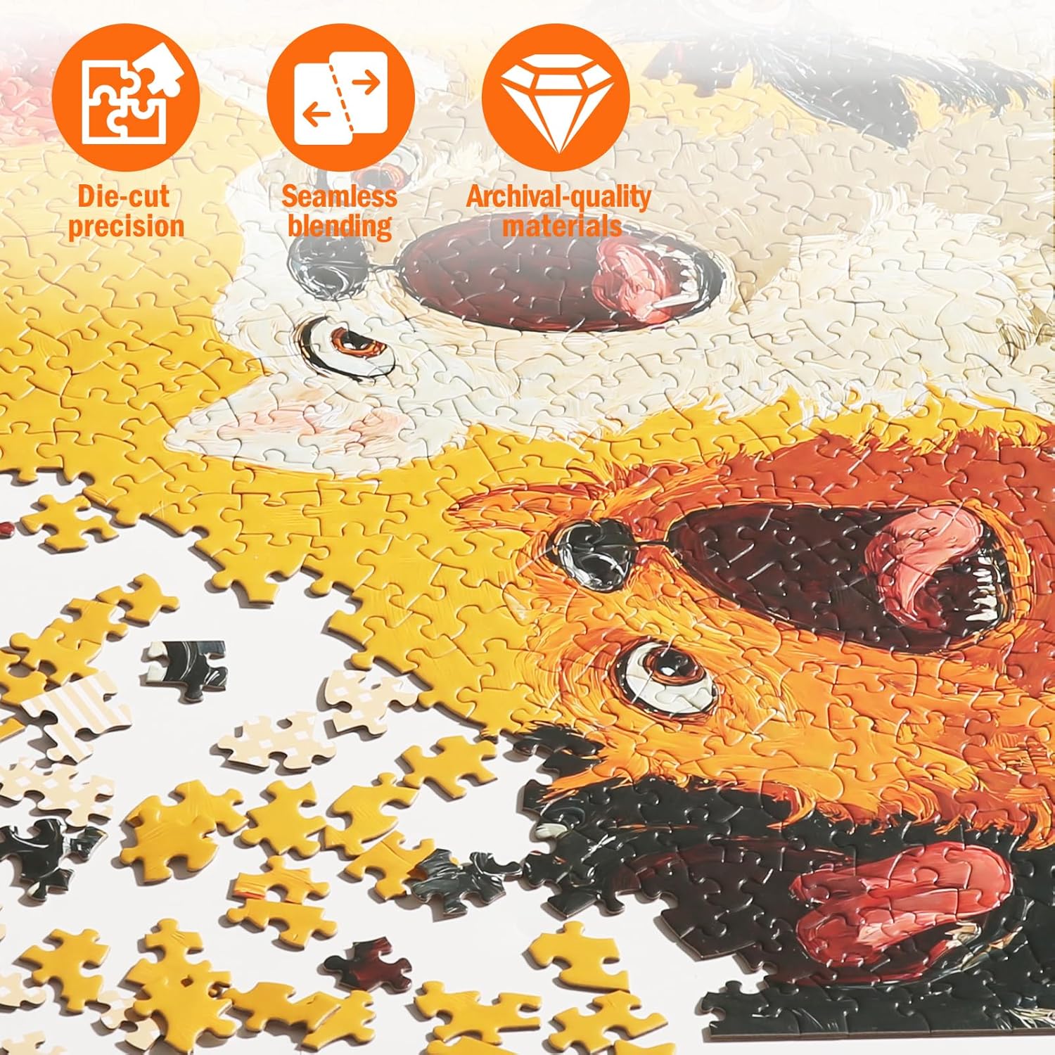 Jigsaw Puzzles for Adults 1000 Pieces, Animal Dogs Difficult Challenging Unique Puzzle for Game Night Family Home Decor, 20x27 Inches, 5 Dogs