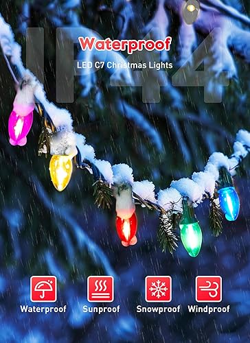 Miniatura 39 de 50FT C7 LED Christmas Lights, Outdoor Vintage String Lights with 52 Bulbs(2 Spare), Commercial Hanging Christmas Lights for Xmas Holidays Roofline