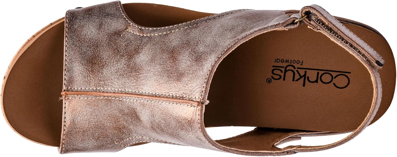 Corkys Footwear Womens Carley Wedges, Featuring Corkys EVA Foam Cushioned Insoles, A 2.5 Inch Heel, Lightweight For All Day Wear, And Hook And Loop Closure
