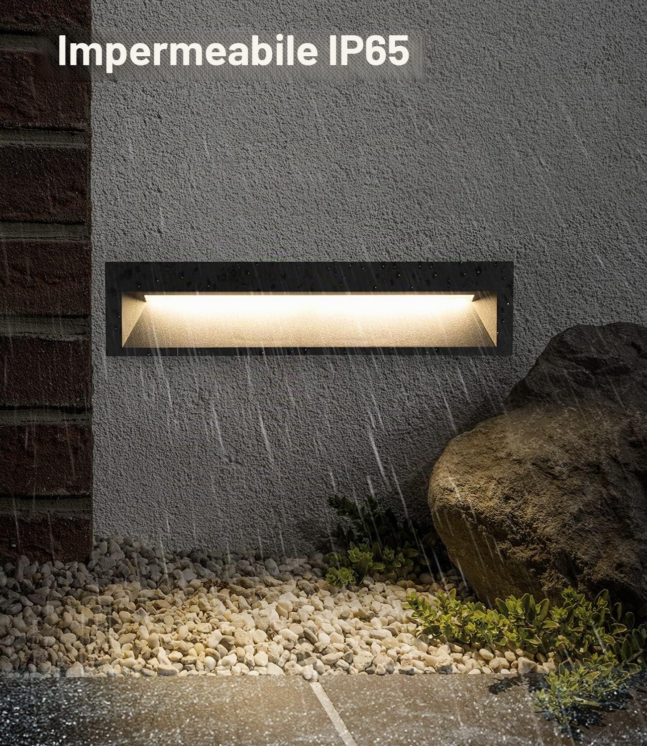 DAWALIGHT Luci Esterne a Mattoni Alimentate a Rete, Luce da Parete da Giardino IP65 Impermeabili 10W 3000K LED Applique da Incasso per Scale Terrazza Balcone Patio, Grigio scuro