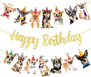 Chihuahua Birthday Party Banners - 3Pcs Dog Themed Decorations for Puppy Dog Party Supplies