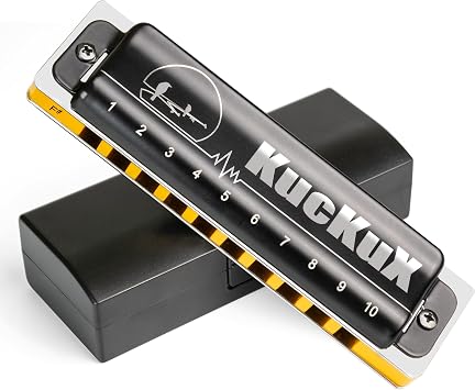 Diatonic Harmonica of F sharp Key,Blues Mouth Organ 10 Holes 20 Tones, Reed of Phosphor Bronze, ABS Combo, Easy-Clean Cover, Blues Harp for Adult, Beginner