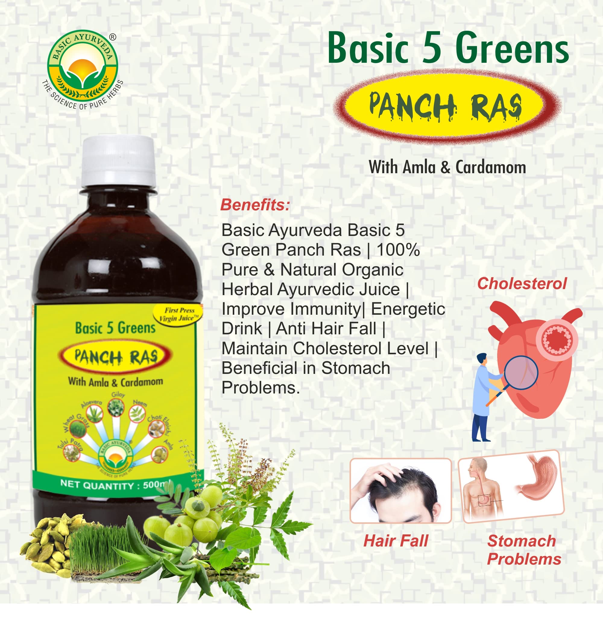 BASIC AYURVEDA Basic 5 Green Panch Ras (Juice) 500 Ml | - Image 2 thumbnail