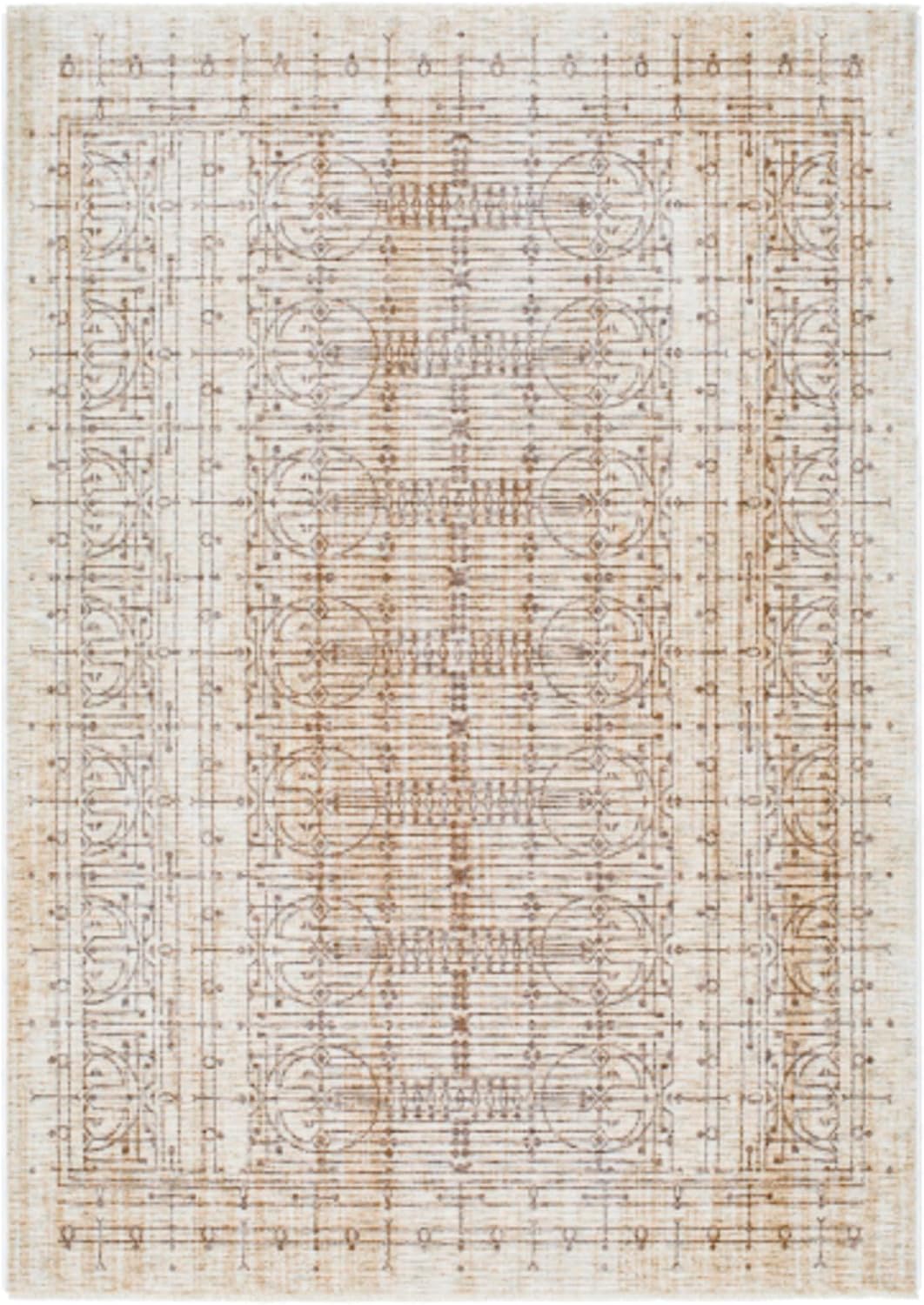 Livabliss x Frank Lloyd Wright Foundation Usonia Mid-Century Modern Area Rug,5' x 7'8", Brown/Gray