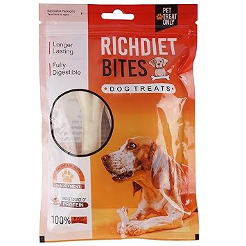 Medilogy Biotech Richdiet Bite Dog Bone Treat 6inch Highly Nutritious Rich in Protein Carbohydrate Iron Phosphorus for Healthy Skin Coat Weight & Heart for Medium to Large Dog Breed-Pack of 6(650gm)