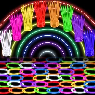 Genuvi 300 Pack Glow Sticks Bulk Party Favors 8" Glow in the Dark Party Supplies Neon Party Decorations for Adults Kids Light Up Glow Bracelets Necklaces Birthday Wedding Halloween Christmas Easter