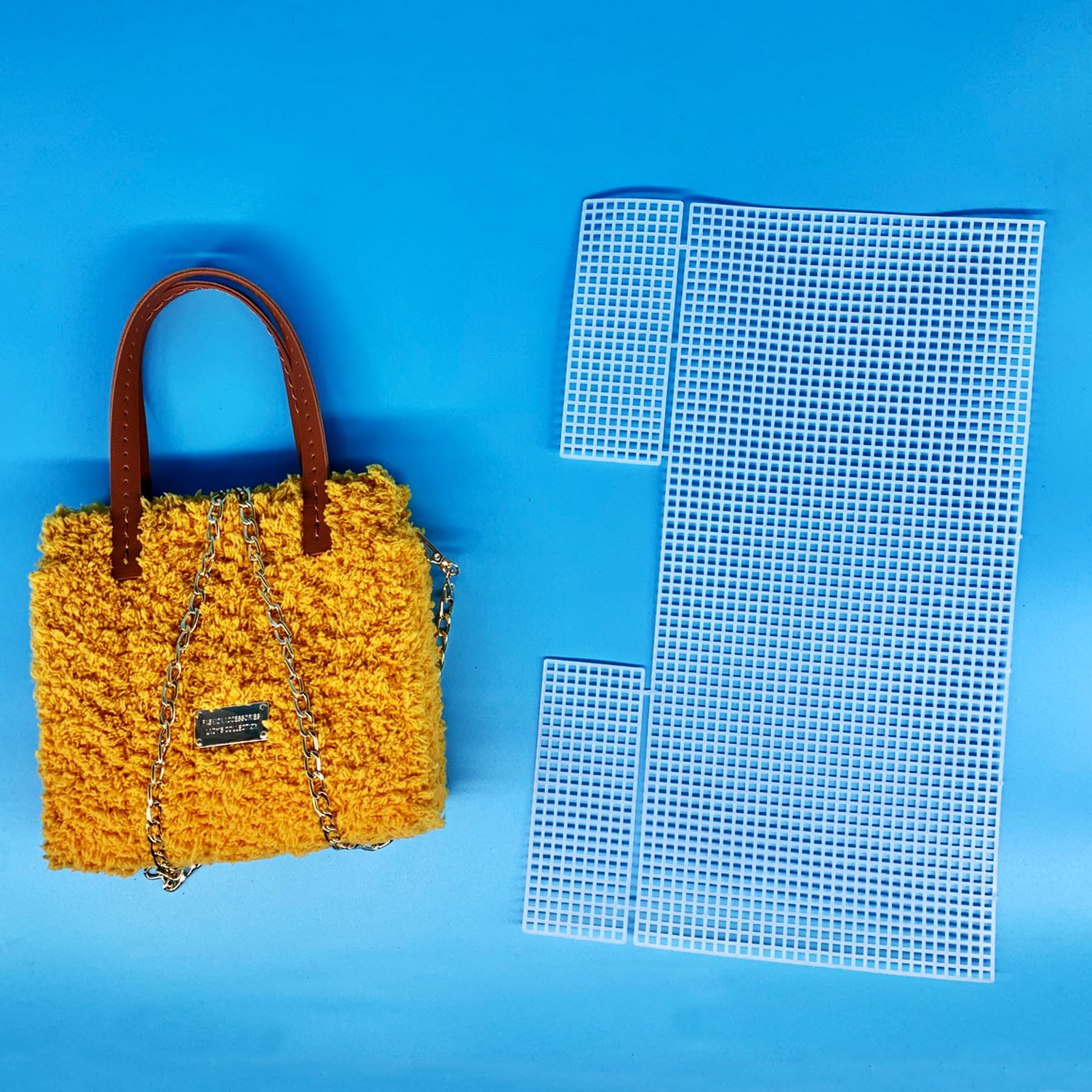 Allazone 39 PCS Clear Plastic Mesh Canvas Sheets for Embroidery Plastic Canvas Plastic Mesh Sheets with 2 Color Acrylic Yarn for DIY Sewing Bag - Image 4
