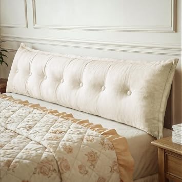 WOWMAX Rectangular Headboard Pillow King Bolster Pillow for Bed Back Rest Pillow for Sitting Daybed Pillows Back Support Pillow for Bed 85% Linen & 15% Cotton Blend, Natural Color