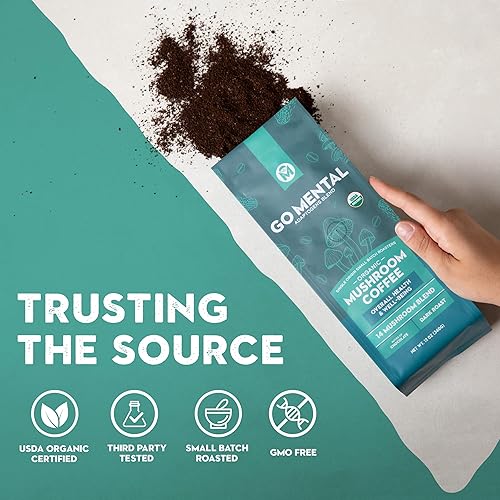 Miniatura 4 de Mezcla de café orgánico de 14 hongos tostado oscuro, melena de león orgánica, chaga, reishi rojo y más, notas de chocolate, mejora la salud general,